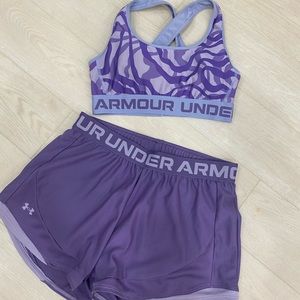 Under armour shorts and bra set